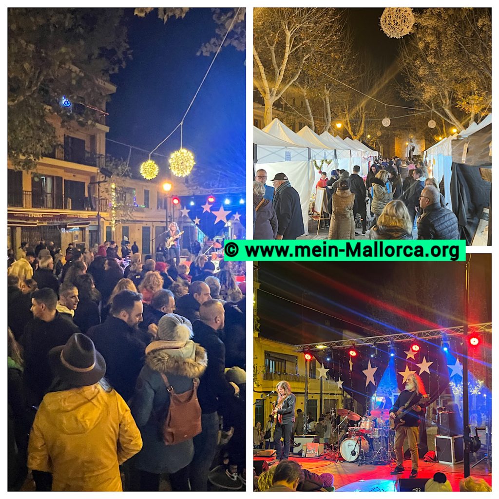 Viele Menschen auf dem Weihnachtsmarkt in Alcudia